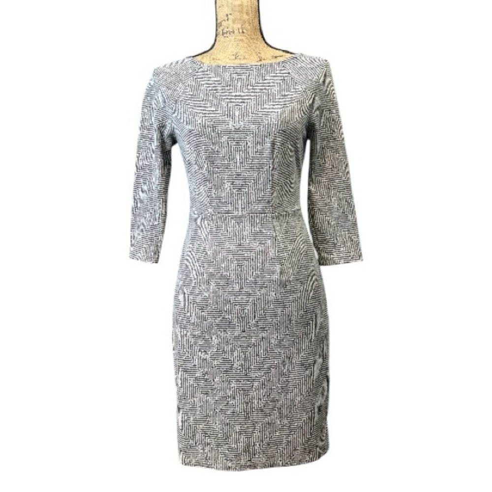 The Limited EC Black and white Herringbone Knee Length Design Dress. Size 0 - Picture 1 of 7